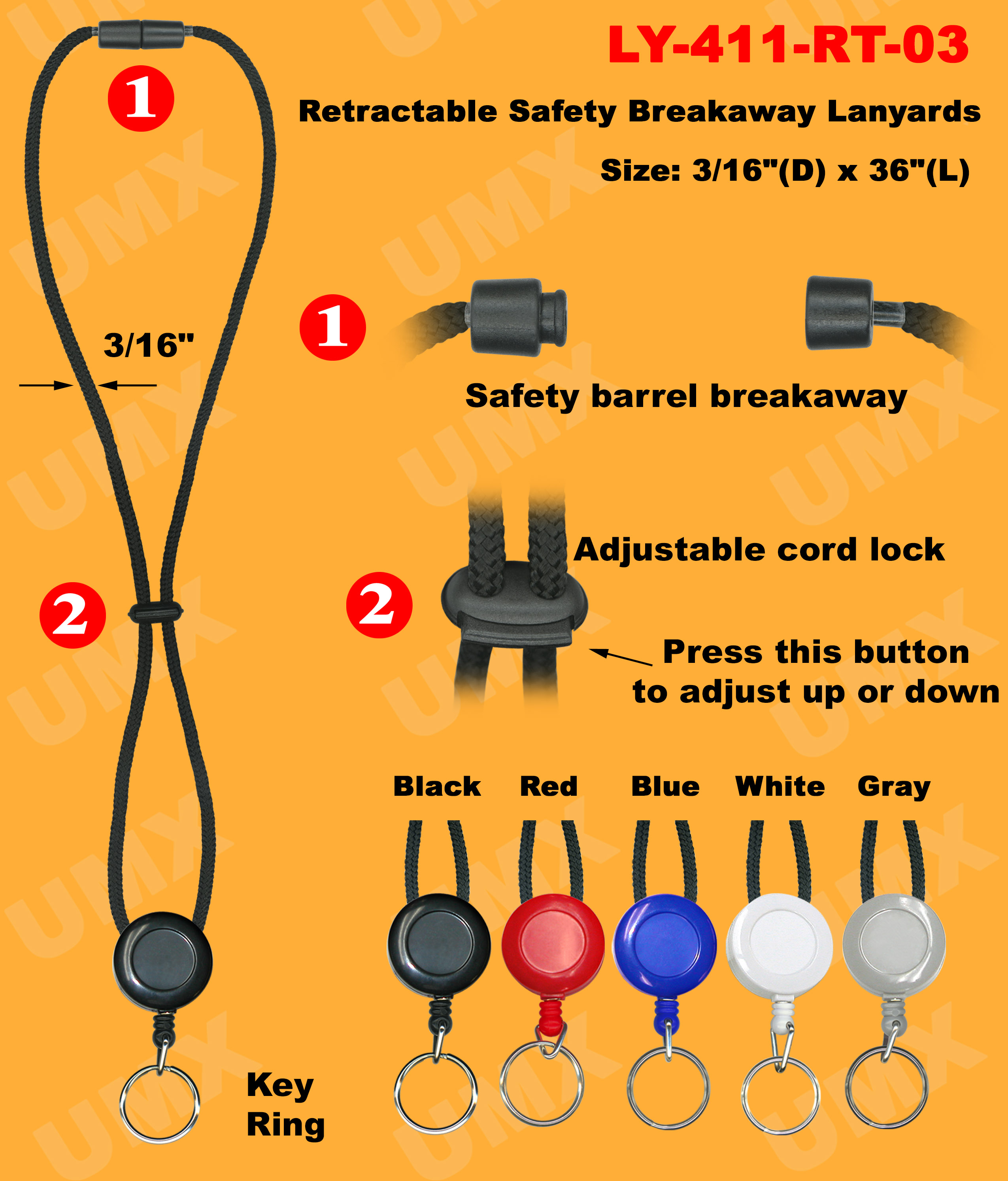 Lanyard with retractable hot sale key ring